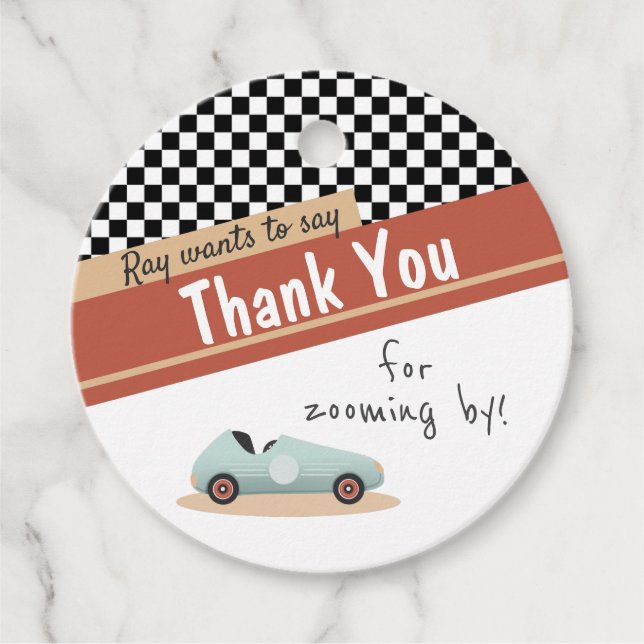 Étiquettes Cadeau Deux Fast Car Theme Unique Jaune Rouge Noir Invita (Devant)