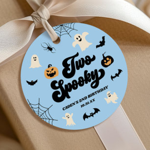 Étiquettes Cadeau Deux Fête d'anniversaire Halloween Bleu Spooky 2èm