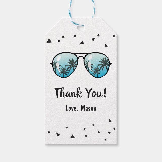 Étiquettes-cadeau Deux Lunettes de soleil Cool Anniversaire Merci Fa (Devant)