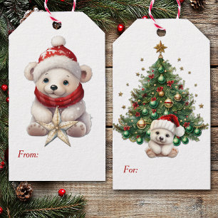 Étiquettes-cadeau Deux mignons ours polaires Noël