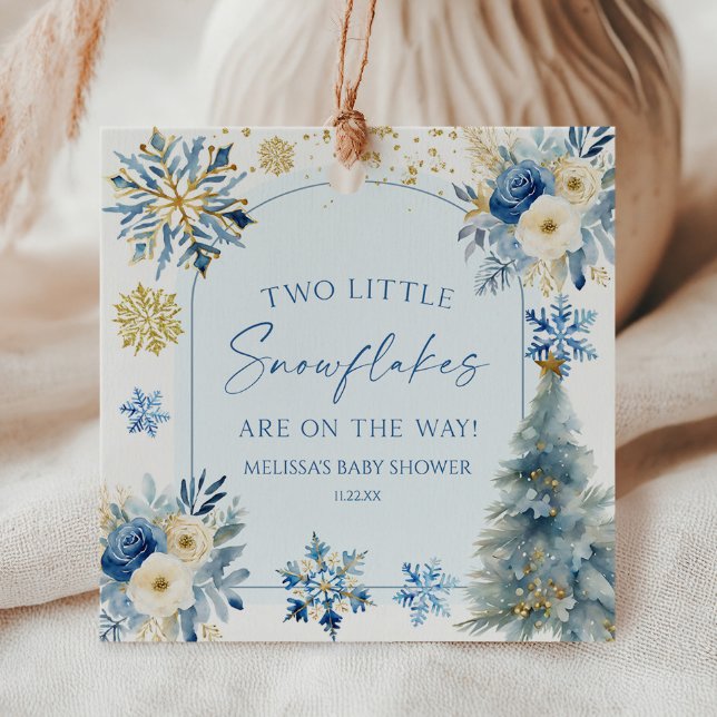 Étiquettes Cadeau Deux Petits Flocons Jumeaux De L'Hiver Baby Shower (Créateur téléchargé)