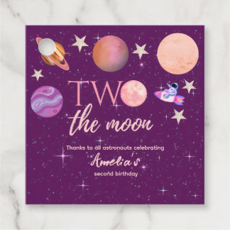 Étiquettes Cadeau Deux Planètes Rose Spatiale de Moon Girl 2ème Anni