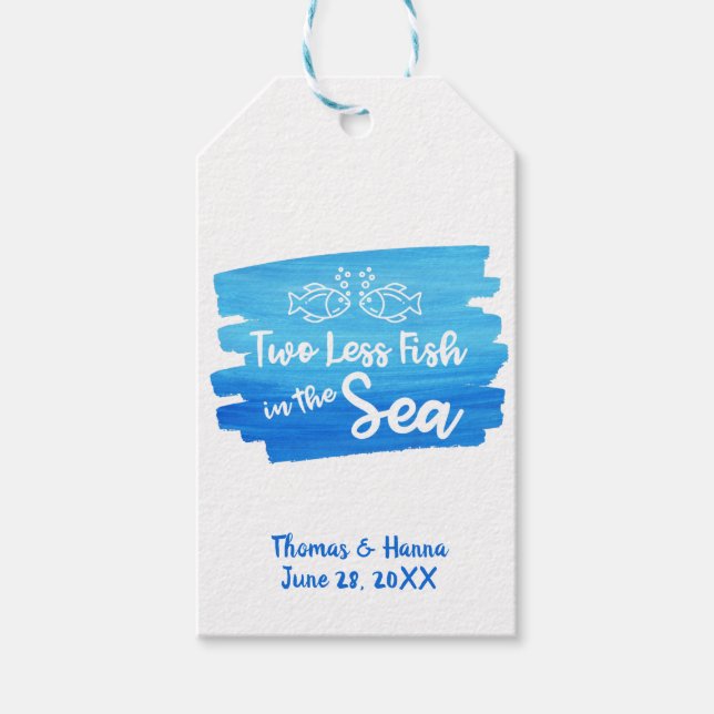 Étiquettes-cadeau Deux poissons de moins dans le Mariage d'aquarelle (Devant)