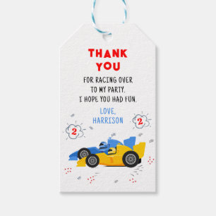 Étiquettes-cadeau Deux rapides 2e anniversaire voitures de course Me