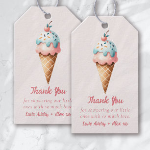 Étiquettes-cadeau Deux Scoops Ice Cream Twins Baby shower Merci