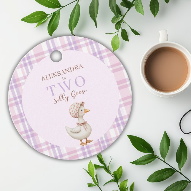 Étiquettes Cadeau Deux sottes Goose Girl 2e Merci de fête d'annivers (Créateur téléchargé)