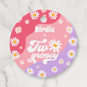 Étiquettes Cadeau Deux Super fête de 2ème anniversaire Retro Daisy P