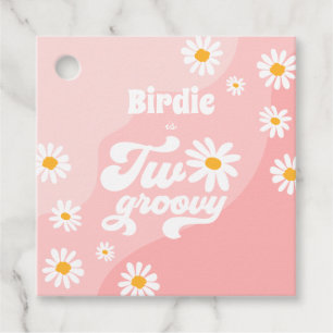 Étiquettes Cadeau Deux Super fête de 2ème anniversaire Retro Daisy P