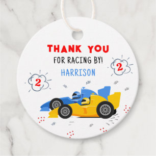 Étiquettes Cadeau Deux voitures de course rapides 2e anniversaire Me