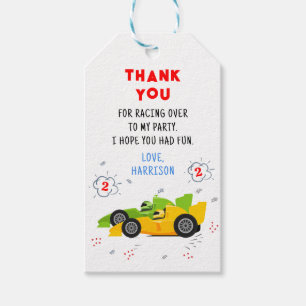Étiquettes-cadeau Deux voitures de course rapides pour un 2ème anniv