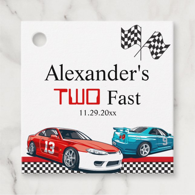Étiquettes Cadeau Deux voitures rapides Red Race (Devant)
