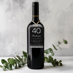 Étiquettes-cadeau Diamants d'argent 40e anniversaire Merci de fête