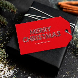 Étiquettes-cadeau Diamants Élégants Joyeux Noël Entreprise Rouge