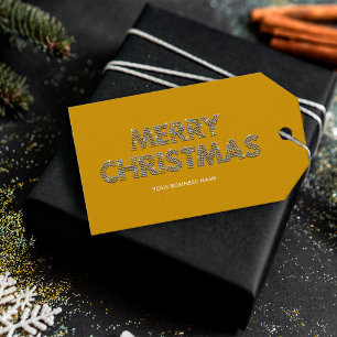 Étiquettes-cadeau Diamants Élégants Joyeux Noël Jaune Entreprise
