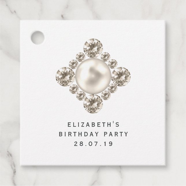Étiquettes Cadeau Diamants et Perle (Devant)