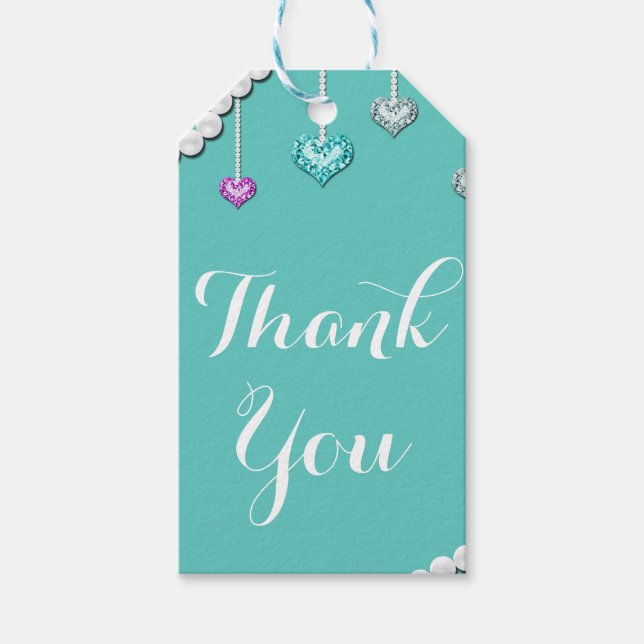 Étiquettes-cadeau Diamants et Perles Bijoux à billes Glam Anniversai (Devant)