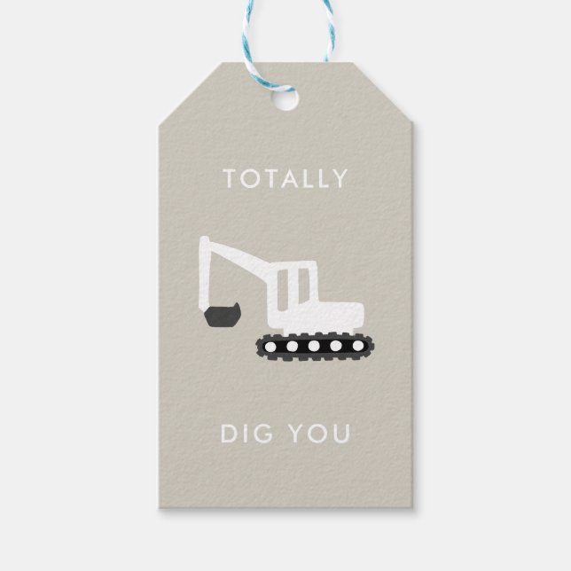 Étiquettes-cadeau Digger Construction Anniversaire Fête Favoriser Ta (Devant)