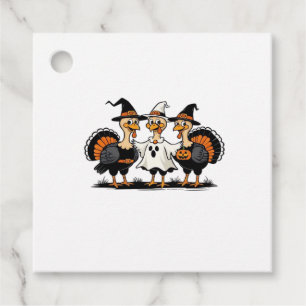 Étiquettes Cadeau Dinde Halloween Boo, dinde de Thanksgiving, drôle