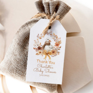 Étiquettes-cadeau Dindon Rusé Remerciement Baby shower Automne rusti