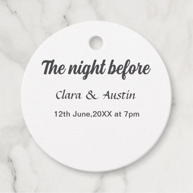 Étiquettes Cadeau Dîner de répétition la veille simple minimal m (Devant)