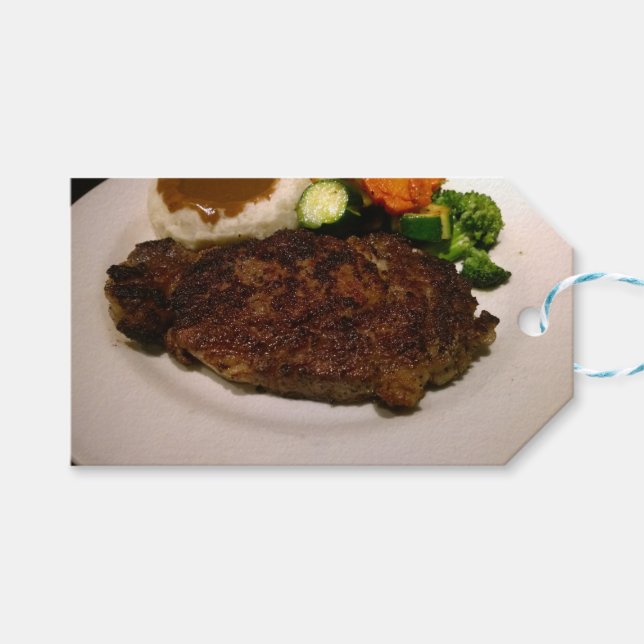 Étiquettes-cadeau Dîner de steak de côtes Prime (Devant (Horizontal))