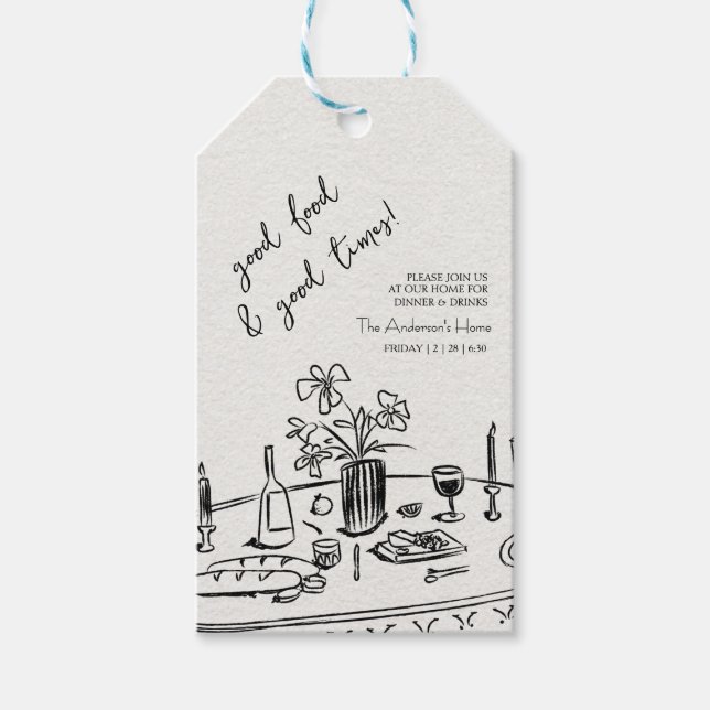 Étiquettes-cadeau Dîner élégant de Thanksgiving rustique (Devant)