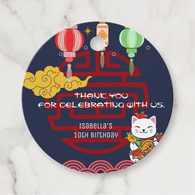 Étiquettes Cadeau Dîner japonais hibachi fête d'anniversaire (Devant)