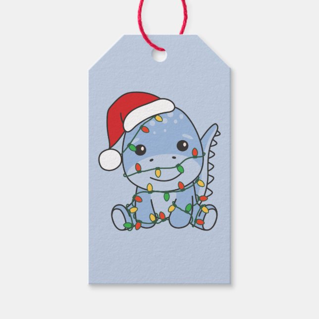 Étiquettes-cadeau Dino Noël Animaux d'hiver Dinos de vacances (Devant)