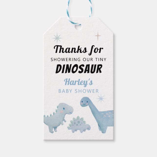 Étiquettes-cadeau Dinosaur Boy Baby shower Favoriser (Devant)