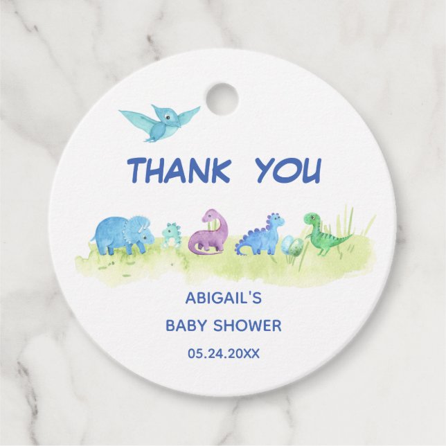 Étiquettes Cadeau Dinosaur Cute Baby shower Merci (Devant)