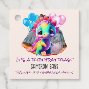 Étiquettes Cadeau Dinosaure Anniversaire coloré pour être une explos