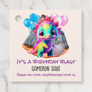 Étiquettes Cadeau Dinosaure Anniversaire coloré pour être une explos