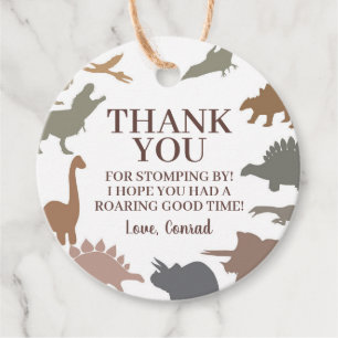 Étiquettes Cadeau Dinosaure moderne Merci de fête d'anniversaire