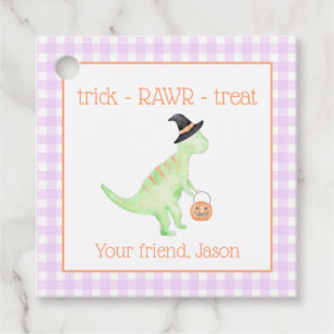 Étiquettes Cadeau Dinosaure Treat Rawr Purple Orange Halloween Enfan
