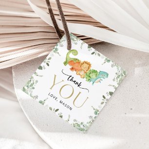 Étiquettes Cadeau Dinosaures mignons, T-Rex, Jurassique, Premier Ann