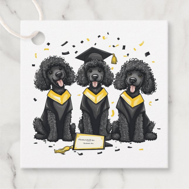 Étiquettes Cadeau Diplôme Chiens de caniche standard (Devant)