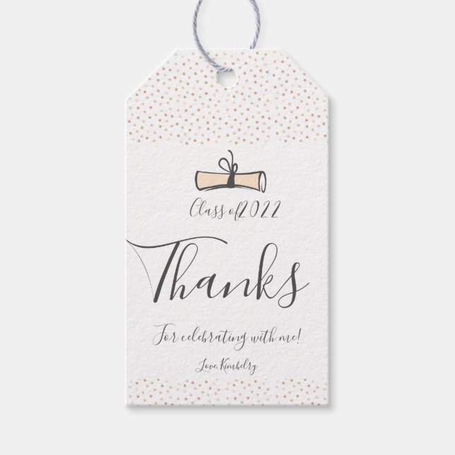 Étiquettes-cadeau Diplôme d'or Rose moderne (Devant)