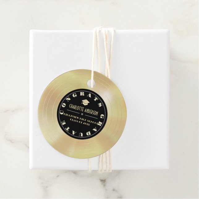 Étiquettes Cadeau Diplôme Gold Disc/Vinyl Record (En situation)