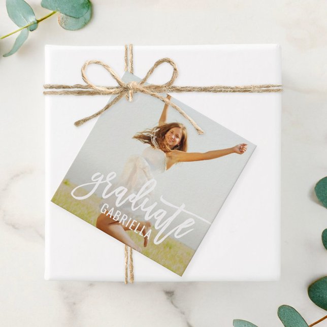 Étiquettes Cadeau Diplômé moderne - Diplôme de photo personnalisé (Créateur téléchargé)