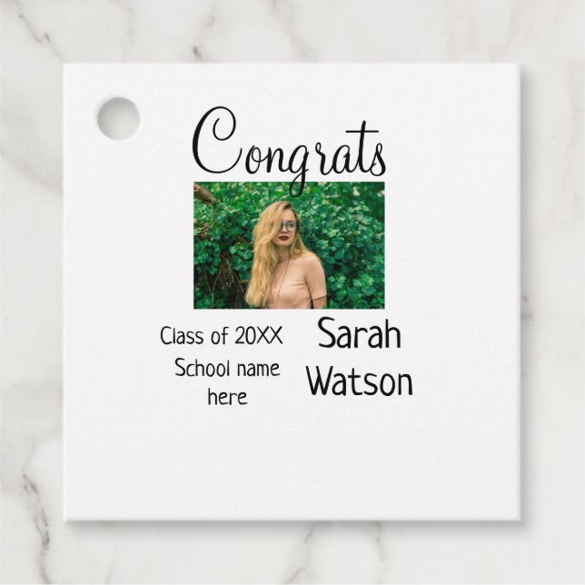 Étiquettes Cadeau diplôme photo simple classique ajouter classe anné (Devant)