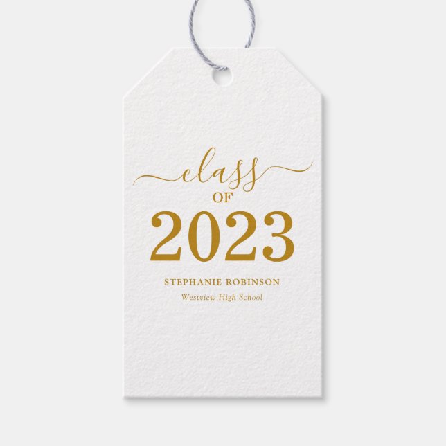 Étiquettes-cadeau Diplômés de 2023 écriture dorée  (Devant)