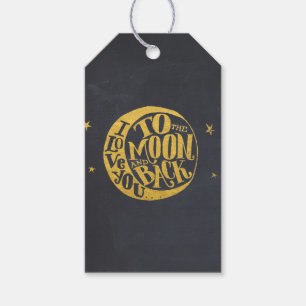 Étiquettes-cadeau Dire Whimsical Avec Lune D'Or Black Back