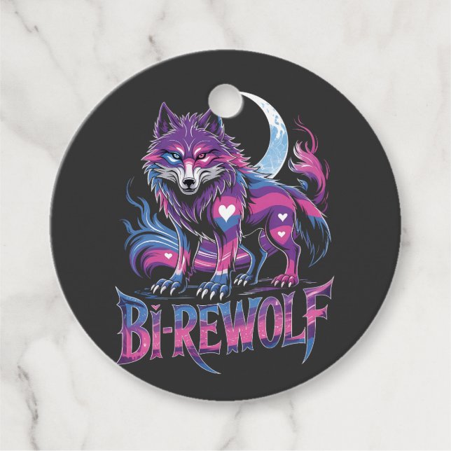 Étiquettes Cadeau Dire Wolf Birewolf Bisexual LGBT (Devant)