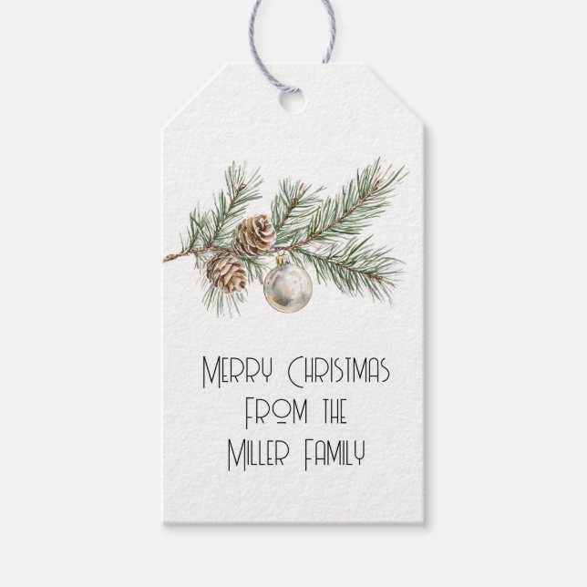 Étiquettes-cadeau Direction des cônes de pin de Noël (Devant)