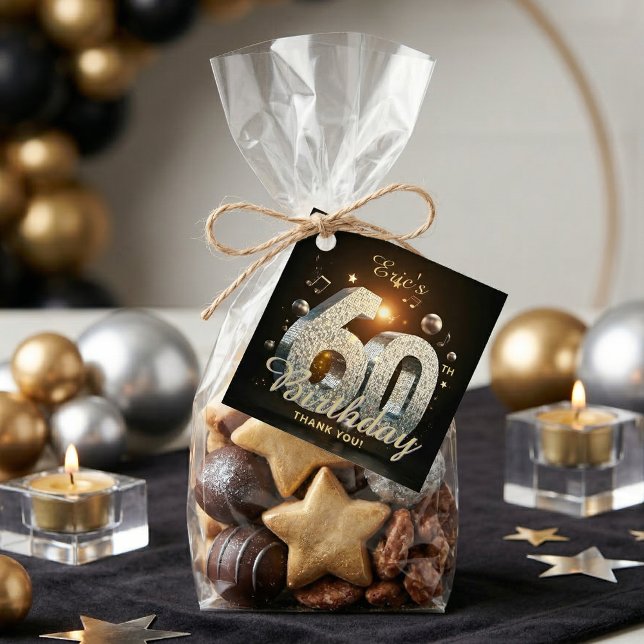 Étiquettes Cadeau Disco Ball 70s Music 60th Birthday Party Thank You (Créateur téléchargé)