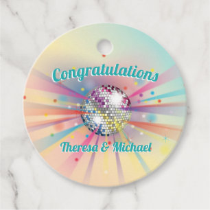 Étiquettes Cadeau Disco Ball Baby shower Super Pastel Rainbow