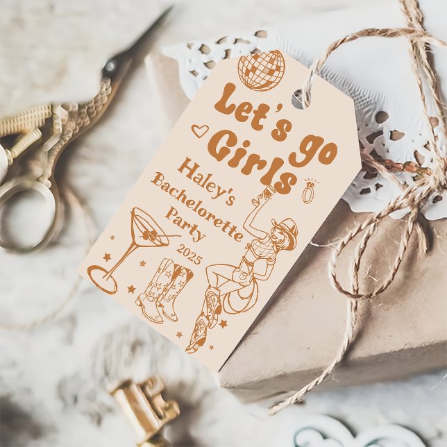 Étiquettes-cadeau Disco Cowgirl Rodeo Bachelorette Party (Créateur téléchargé)