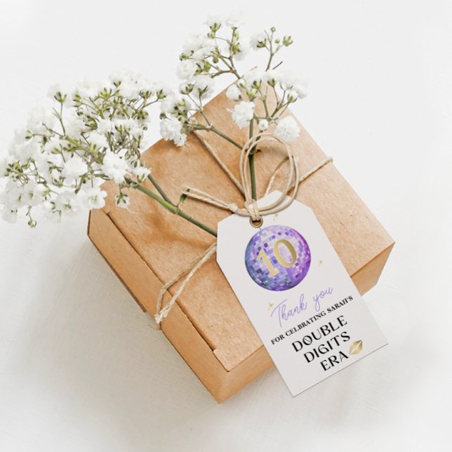 Étiquettes-cadeau Disco Dans mon Double Chiffre Era Anniversaire Fêt (Créateur téléchargé)