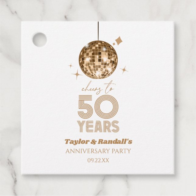 Étiquettes Cadeau Disco Soirée Mariage de 50 ans (Devant)