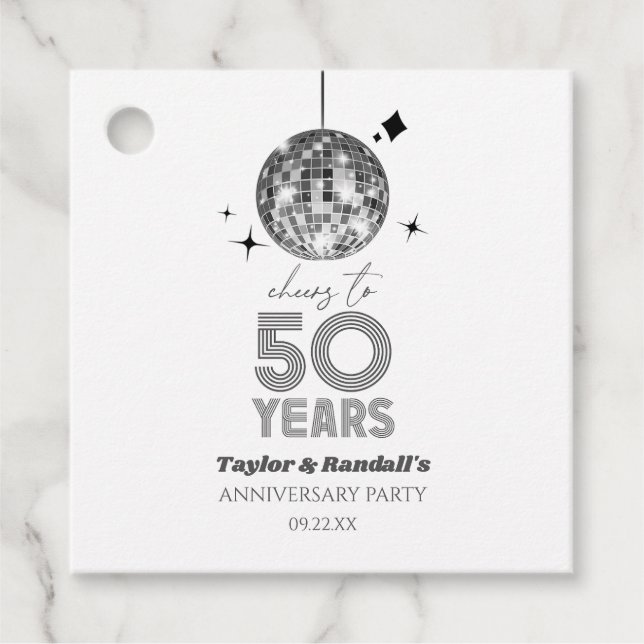 Étiquettes Cadeau Disco Soirée Mariage de 50 ans (Devant)